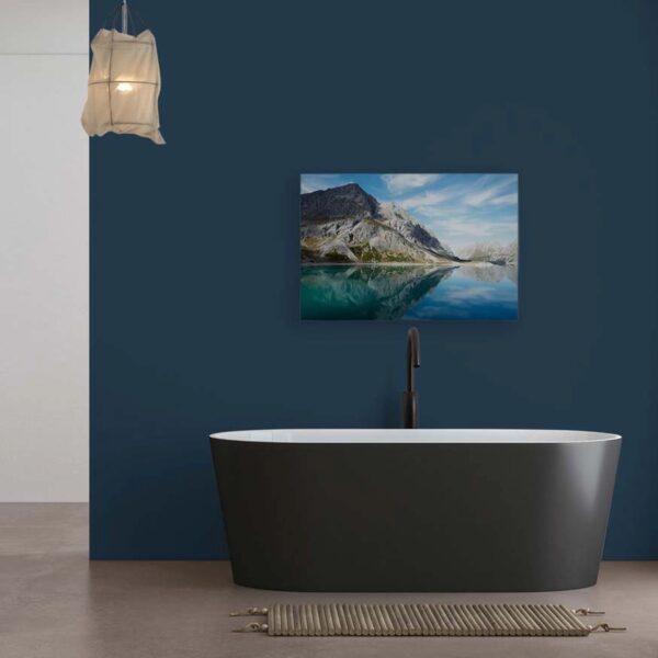 Bricoflor Leinwand Bergsee In 120 X 80 Cm Deko Wandbild Berge Und See Blau Alpen Leinwandbild Romantisch Für Schlafzimmer Und Bad