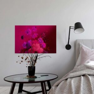 Bricoflor Leinwand Bild In Pink Gemälde Wandbild Mit Blumen Im Stillleben Stil Ölgemälde Als Leinwandbild Ideal Für Schlafzimmer Und Wohnzimmer