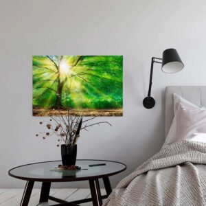 Bricoflor Leinwand Bild Mit Baumkrone Und Sonne Grünes Leinwandbild Ideal Für Schlafzimmer Keilrahmen Bild Mit Wald Und Sonnenstrahlen Auf Canvas