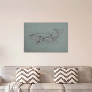 Bricoflor Leinwand Bild Mit Blauwal Gezeichnet Modernes Wandbild Mit Wal Ideal Für Schlafzimmer Und Badezimmer Industrial Canvas Bild In Grau Grün