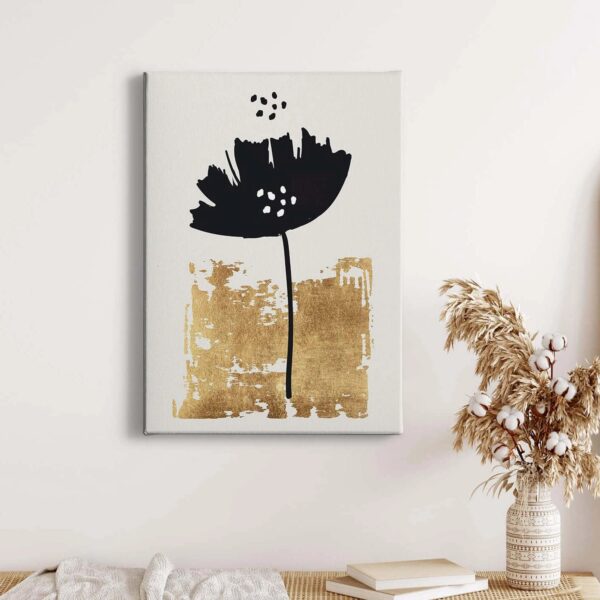 Bricoflor Leinwand Bild Mit Blume Abstrakt Goldenes Wandbild Mit Floralem Design Ideal Für Schlaf Und Wohnzimmer Modernes Leinwandbild Mit Mohnblume