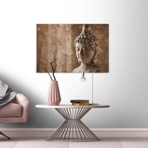 Bricoflor Leinwand Bild Mit Buddha In Beige Braun Wellness Wandbild Ideal Für Badezimmer Und Schlafzimmer Canvas Leinwandbild Im Querformat