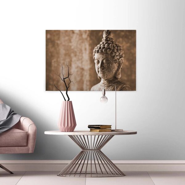 Bricoflor Leinwand Bild Mit Buddha In Beige Braun Wellness Wandbild Ideal Für Badezimmer Und Schlafzimmer Canvas Leinwandbild Im Querformat