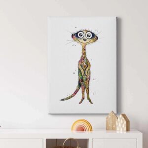 Bricoflor Leinwand Bild Mit Erdmännchen Lustiges Wandbild Im Moderne Kunst Stil Ausgefallenes Leinwandbild Mit Tier Motiv Und Abstraktem Design