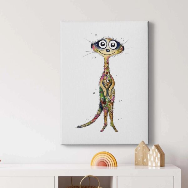 Bricoflor Leinwand Bild Mit Erdmännchen Lustiges Wandbild Im Moderne Kunst Stil Ausgefallenes Leinwandbild Mit Tier Motiv Und Abstraktem Design