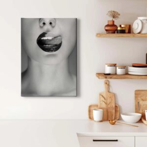 Bricoflor Leinwand Bild Mit Frau In Schwarz Weiß Ausgefallenes Wandbild Mit Schwarzweiß Fotografie Hochformat Leinwandbild Für Schlafzimmer Und Küche