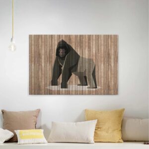 Bricoflor Leinwand Bild Mit Gorilla In Beige Braun Holzbild Mit Tier Motiv Ideal Für Wohn Und Esszimmer Modernes Wandbild Mit Holz Design Auf Canvas