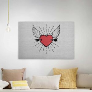 Bricoflor Leinwand Bild Mit Herzmotiv Tattoo Wandbild In Stein Optik Im Industrial Style Modernes Leinwandbild Mit Herz Ideal Für Schlafzimmer