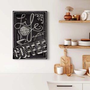 Bricoflor Leinwand Bild Mit Kaffeetasse Schwarz Weißes Bild Für Küche Im Retro Look Küchenbild Mit Café Design Auf Leinwand Im Bistro Stil