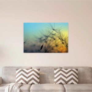 Bricoflor Leinwand Bild Mit Pusteblume Canvas Leinwandbild Ideal Für Schlafzimmer Und Wohnzimmer Natur Wandbild Mit Sonnenuntergang Auf Keilrahmen