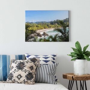 Bricoflor Leinwand Bild Mit Sandstrand Und Palmen Landschaft Wandbild Mit Strand Und Meer Für Badezimmer Und Schlafzimmer In Grün Und Blau