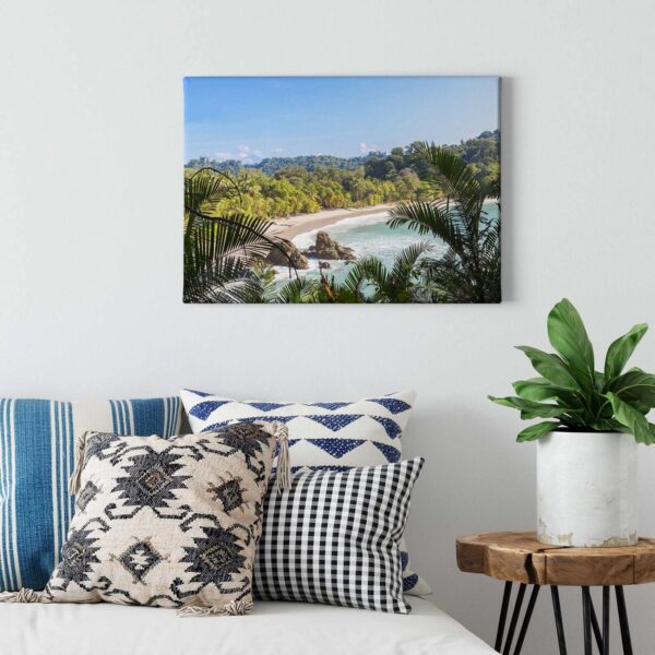 Bricoflor Leinwand Bild Mit Sandstrand Und Palmen Landschaft Wandbild Mit Strand Und Meer Für Badezimmer Und Schlafzimmer In Grün Und Blau