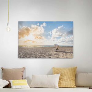 Bricoflor Leinwand Bild Mit Strandkorb Maritimes Wandbild In Hellblau Und Crème Canvas Leinwandbild Mit Strand Motiv Für Schlafzimmer Und Badezimmer