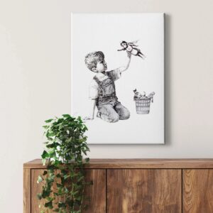 Bricoflor Leinwand Bild Mit Zeichnung Street Art Wandbild In Schwarz Weiß Ideal Für Wohnzimmer Und Jugendzimmer Modernes Leinwandbild Mit Superhelden
