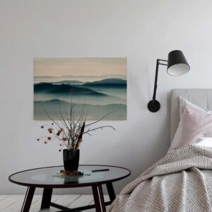 Bricoflor Leinwand Mit Landschaft Dunkelgrün Petrol Leinwand Bild Mit Wald In Nebel Ideal Für Schlafzimmer Keilrahmen Bild Mit Horizont Und Tannenwald