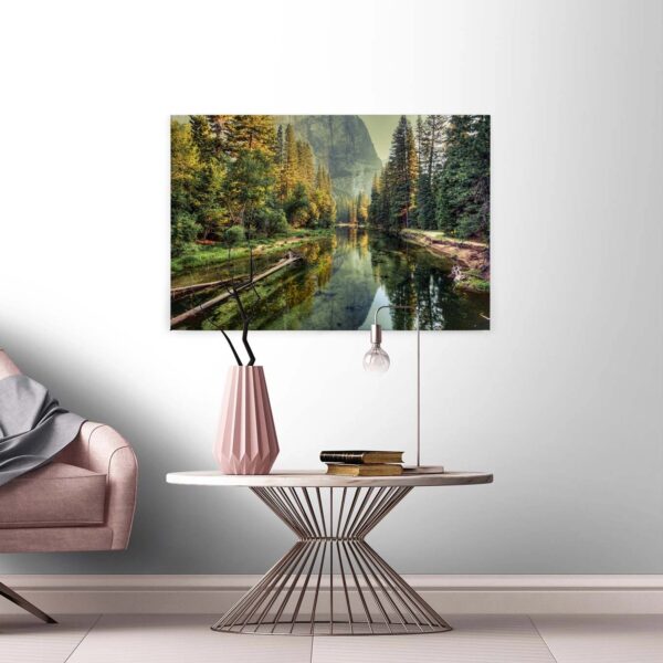 Bricoflor Leinwand Mit Landschaft Im Herbst Wandbild Mit Fluss Und Berglandschaft Für Schlafzimmer Und Büro Canvas Leinwandbild Im Querformat