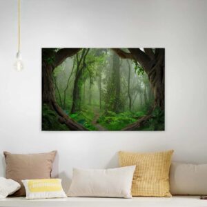 Bricoflor Leinwand Mit Urwald In Grün Wohnzimmer Und Schlafzimmer Leinwandbild Mit Dschungel Querformat Bild Auf Canvas Keilrahmen Mit Regenwald
