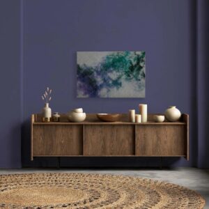 Bricoflor Leinwandbild Grün Blau Pixel Bild Geometrisch Mit Farbverlauf Modern Schlafzimmer Und Teenager Wandbild 120 X 80 Cm