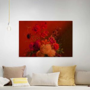 Bricoflor Leinwandbild Im Stillleben Stil Blumen Wandbild In Rot Schlafzimmer Und Wohnzimmer Leinwand Bild In Gemälde Optik Auf Keilrahmen