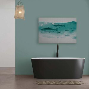 Bricoflor Leinwandbild Mit Fischen Küchen Und Badezimmer Bild Mit Meer Motiv Fischschwarm Auf Wandbild In 120 X 80 Cm