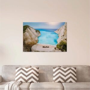 Bricoflor Leinwandbild Mit Meer Motiv In Türkis Strand Wandbild Ideal Für Badezimmer Und Schlafzimmer Sommer Bild Auf Canvas Leinwand Mit Keilrahmen