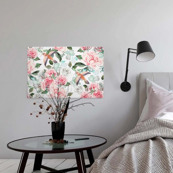 Bricoflor Leinwandbild Mit Vögeln Und Blumen Modernes Wandbild Für Schlafzimmer Und Wohnzimmer Pastell Keilrahmenbild Auf Canvas In Grün Und Rosa