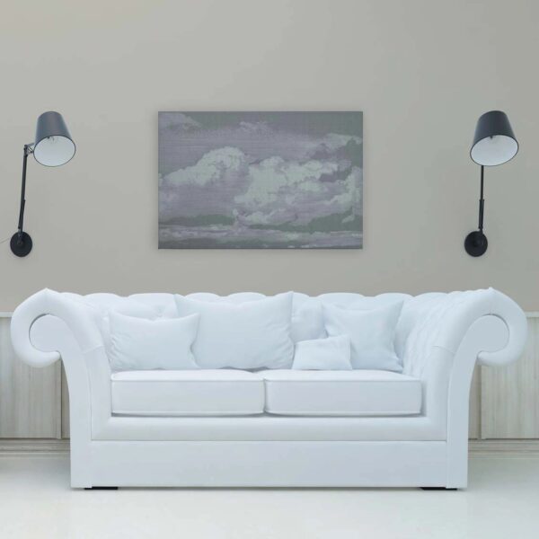 Bricoflor Leinwandbild Mit Wolken Hellgrau Modernes Wandbild Mit Himmel Für Schlafzimmer Und Kinderzimmer In 120 X 80 Cm