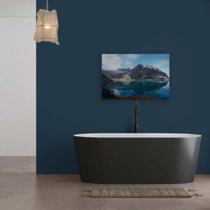 Bricoflor Leinwandbilder Mit Bergsee In 90 X 60 Cm Schlafzimmer Und Wohnzimmer Wandbild Mit Berglandschaft Und See Blau