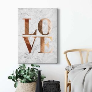 Bricoflor Love Wandbild Mit Gold Leinwand Bild In Marmor Optik Ideal Für Schlafzimmer Und Teenager Zimmer Modernes Leinwandbild Mit Spruch Für Mädchen