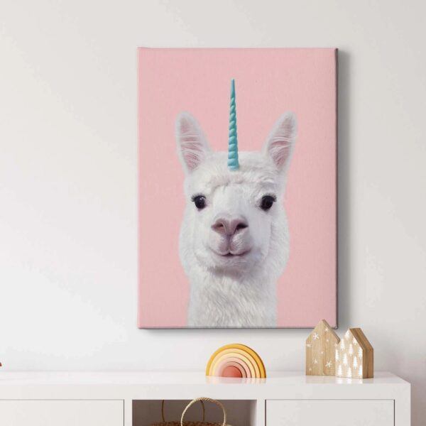Bricoflor Lustiges Einhorn Bild In Rosa Leinwand Bild Mit Alpaka Ideal Für Babyzimmer Und Kinderzimmer Mädchen Wandbild Mit Lama Motiv