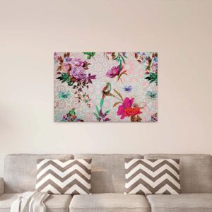 Bricoflor Mandala Bild Mit Vögeln Und Blumen Im Grafik Stil Modernes Wandbild Mit Vogel Design Für Schlafzimmer Und Wohnzimmer Pinke Canvas Leinwand
