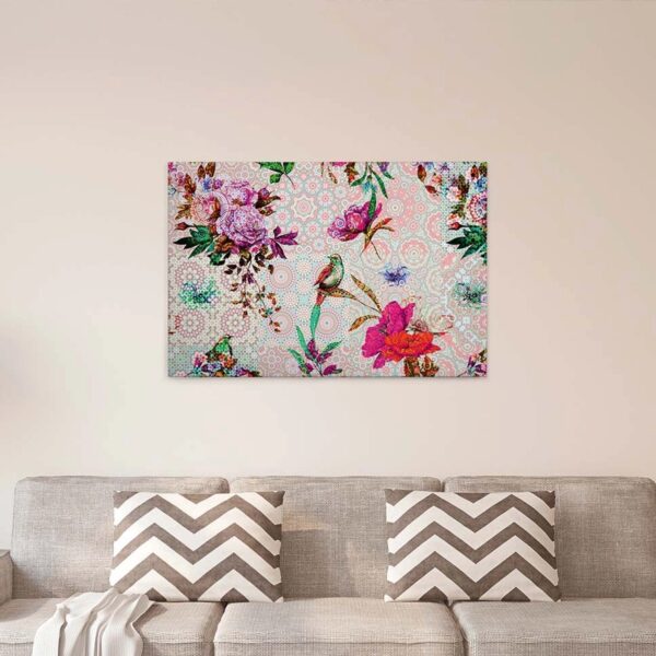 Bricoflor Mandala Bild Mit Vögeln Und Blumen Im Grafik Stil Modernes Wandbild Mit Vogel Design Für Schlafzimmer Und Wohnzimmer Pinke Canvas Leinwand