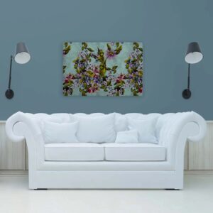 Bricoflor Mediterranes Wandbild Für Küche Und Schlafzimmer Leinwandbild Mit Blumen Tropisch Botanical Bild Bunt Mintgrün 120X80