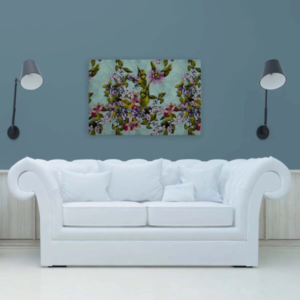 Bricoflor Mediterranes Wandbild Für Küche Und Schlafzimmer Leinwandbild Mit Blumen Tropisch Botanical Bild Bunt Mintgrün 120X80