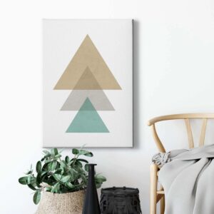 Bricoflor Mid Century Bild Mit Dreieck Design Modernes Wandbild Mit Geometrischem Muster Hochformat Leinwandbild Ideal Für Wohn Und Schlafzimmer