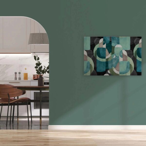 Bricoflor Mid Century Bild Türkis Mint Ausgefallenes Wandbild Mit Kunst Motiv Leinwandbild Abstrakte Kunst Retro Stil 90 X 60 Cm