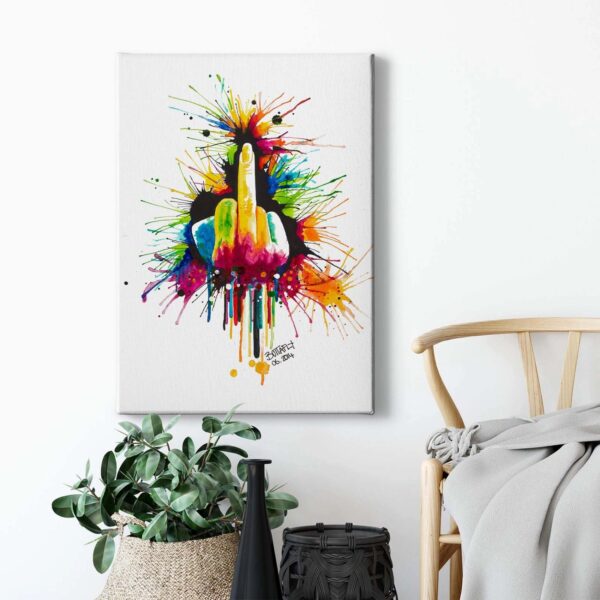 Bricoflor Mittelfinger Bild Bunt Ausgefallenes Leinwandbild Mit Stinkefinger Für Wohnzimmer Und Jugendzimmer Modernes Kunst Bild Auf Leinwand