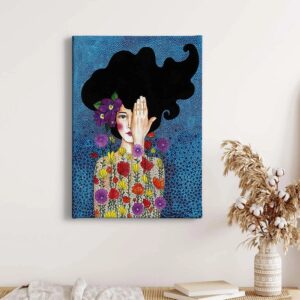 Bricoflor Modernes Kunst Bild Mit Frau Und Blumenkopf Buntes Leinwand Bild Mit Blumen Im Gemälde Stil Retro Wandbild Im Schwedischen Stil