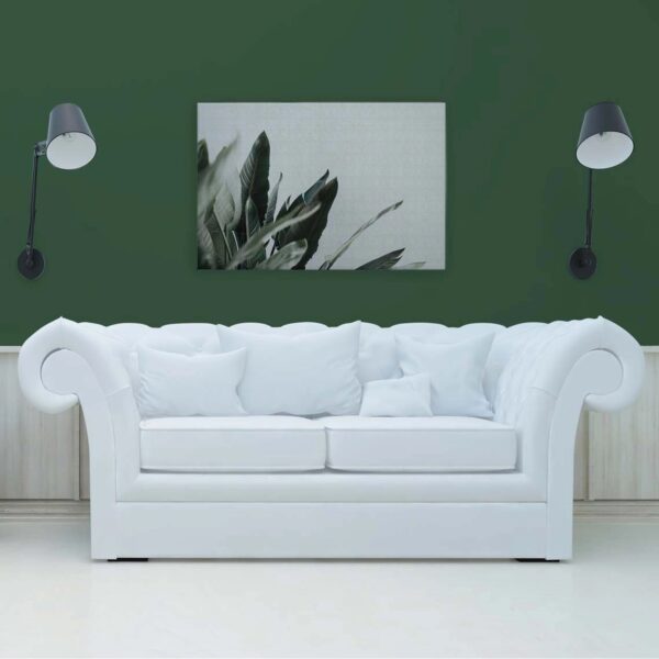 Bricoflor Modernes Leinwandbild Palmenblätter Wandbild Minimalistisch Weiß Grün Badezimmer Und Schlafzimmer Bild In 90 X 60 Cm