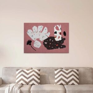 Bricoflor Modernes Wandbild Skandinavisch Leinwand Bild In Malve Mit Terrazzo Design Und Blume Scandi Leinwandbild Auf Keilrahmen Für Schlafzimmer