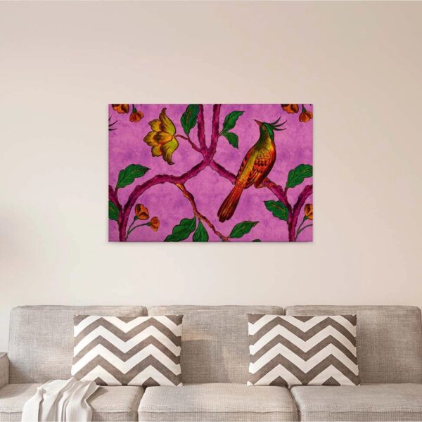 Bricoflor Neon Bild Auf Leinwand Mit Paradiesvogel Vogel Wandbild Pink Und Grün Für Schlafzimmer Und Wohnzimmer Buntes Leinwandbild Mit Vogel Design