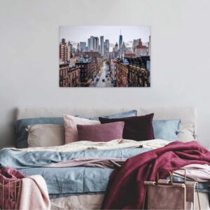 Bricoflor New York Leinwand Mit Skyline Modernes Wandbild Für Küche Und Büro Urbanes Canvas Leinwandbild In Grau Und Braun Auf Keilrahmen