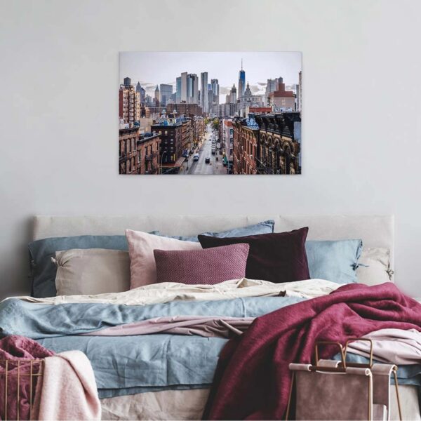 Bricoflor New York Leinwand Mit Skyline Modernes Wandbild Für Küche Und Büro Urbanes Canvas Leinwandbild In Grau Und Braun Auf Keilrahmen