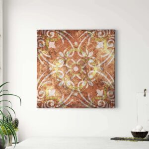 Bricoflor Orientalisches Wandbild In Orange Und Gelb Marokkanisches Leinwandbild Mit Ornament In Mosaik Optik Boho Bild Als Wand Deko Für Wohnzimmer