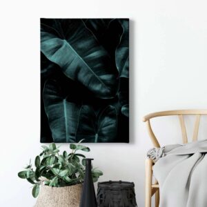 Bricoflor Palmenblätter Bild In Dunkelgrün Modernes Wandbild Mit Dschungel Auf Leinwand Exotisches Leinwandbild Mit Palme Ideal Für Schlafzimmer