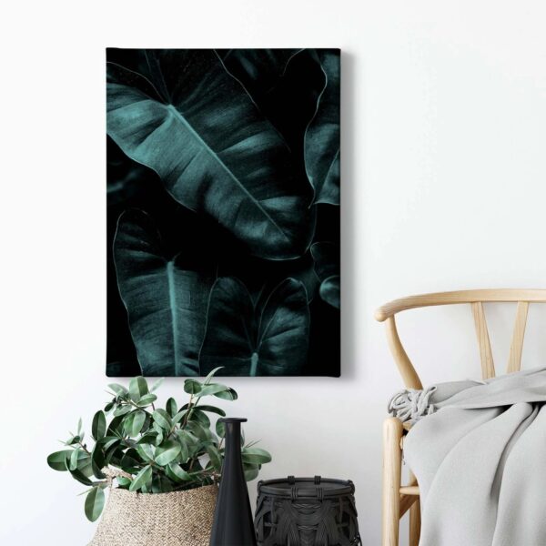 Bricoflor Palmenblätter Bild In Dunkelgrün Modernes Wandbild Mit Dschungel Auf Leinwand Exotisches Leinwandbild Mit Palme Ideal Für Schlafzimmer