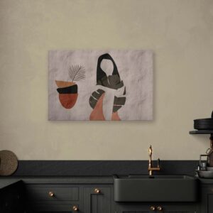 Bricoflor Palmenblätter Leinwandbild Im Ethno Chic Beiges Wandbild Mit Kunst Motiv In Terracotta 120 X 80 Cm Ideal Für Küche