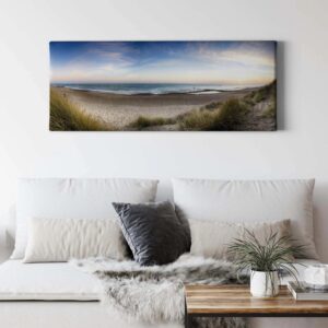 Bricoflor Panorama Leinwand Mit Strand Motiv Meer Leinwandbild In Blau Und Grün Sandstrand Wandbild Ideal Für Schlafzimmer Und Badezimmer