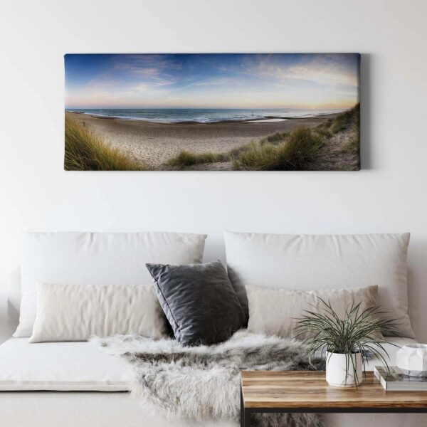 Bricoflor Panorama Leinwand Mit Strand Motiv Meer Leinwandbild In Blau Und Grün Sandstrand Wandbild Ideal Für Schlafzimmer Und Badezimmer