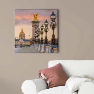Bricoflor Paris Bild Mit Brücke Stadt Leinwandbild Mit Pont Alexandre Iii Motiv Ideal Für Schlaf Und Wohnzimmer Modernes Wandbild Im Sonnenuntergang